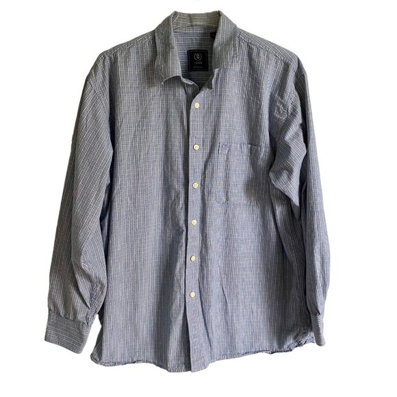 Izod Saltwater Long Sleeve Blue White Cotton Button Down Shirt Men's Large - Picture 1 of 10